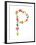 Floral Alphabet Letter XVI-Farida Zaman-Framed Art Print