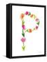 Floral Alphabet Letter XVI-Farida Zaman-Framed Stretched Canvas