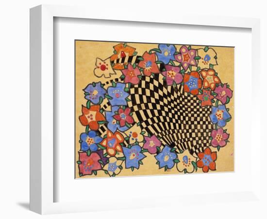 Floral and Chequered Fabric Design, circa 1916-Charles Rennie Mackintosh-Framed Giclee Print
