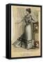 Floral and Fur Dress 1899-null-Framed Stretched Canvas