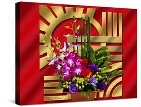 Floral Arrangement-Art Deco Designs-Stretched Canvas