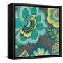 Floral Assortment Teal on Dark Grey Crop I-Hugo Wild-Framed Stretched Canvas