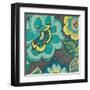 Floral Assortment Teal on Dark Grey Crop I-Hugo Wild-Framed Art Print