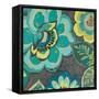 Floral Assortment Teal on Dark Grey Crop I-Hugo Wild-Framed Stretched Canvas