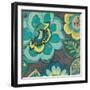 Floral Assortment Teal on Dark Grey Crop I-Hugo Wild-Framed Art Print