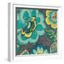 Floral Assortment Teal on Dark Grey Crop I-Hugo Wild-Framed Art Print