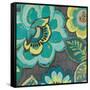 Floral Assortment Teal on Dark Grey Crop I-Hugo Wild-Framed Stretched Canvas