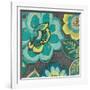 Floral Assortment Teal on Dark Grey Crop I-Hugo Wild-Framed Art Print