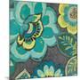 Floral Assortment Teal on Dark Grey Crop I-Hugo Wild-Mounted Art Print