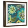 Floral Assortment Teal on Dark Grey Crop II-Hugo Wild-Framed Art Print