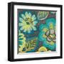 Floral Assortment Teal on Dark Grey Crop II-Hugo Wild-Framed Art Print