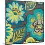 Floral Assortment Teal on Dark Grey Crop II-Hugo Wild-Mounted Art Print