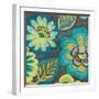 Floral Assortment Teal on Dark Grey Crop II-Hugo Wild-Framed Art Print