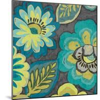 Floral Assortment Teal on Dark Grey Crop II-Hugo Wild-Mounted Art Print