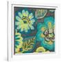 Floral Assortment Teal on Dark Grey Crop II-Hugo Wild-Framed Art Print