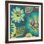 Floral Assortment Teal on Dark Grey Crop II-Hugo Wild-Framed Art Print