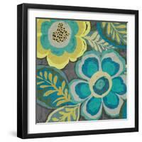 Floral Assortment Teal on Dark Grey Crop III-Hugo Wild-Framed Art Print