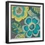 Floral Assortment Teal on Dark Grey Crop III-Hugo Wild-Framed Art Print