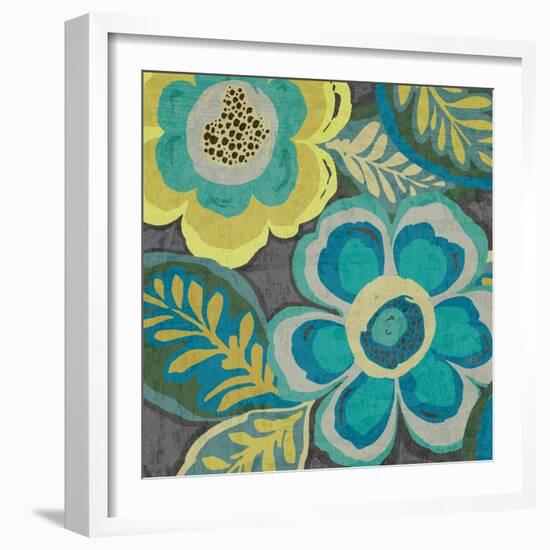 Floral Assortment Teal on Dark Grey Crop III-Hugo Wild-Framed Art Print