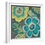 Floral Assortment Teal on Dark Grey Crop III-Hugo Wild-Framed Art Print