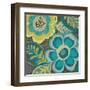 Floral Assortment Teal on Dark Grey Crop III-Hugo Wild-Framed Art Print