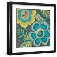 Floral Assortment Teal on Dark Grey Crop III-Hugo Wild-Framed Art Print