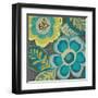 Floral Assortment Teal on Dark Grey Crop III-Hugo Wild-Framed Art Print