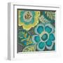 Floral Assortment Teal on Dark Grey Crop III-Hugo Wild-Framed Art Print