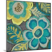 Floral Assortment Teal on Dark Grey Crop III-Hugo Wild-Mounted Art Print