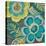 Floral Assortment Teal on Dark Grey Crop III-Hugo Wild-Stretched Canvas