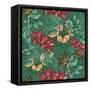 Floral Background with Bird-Varvara Kurakina-Framed Stretched Canvas