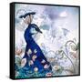 Floral Background with Peacock-Varvara Kurakina-Framed Stretched Canvas