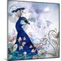 Floral Background with Peacock-Varvara Kurakina-Mounted Art Print