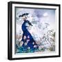 Floral Background with Peacock-Varvara Kurakina-Framed Art Print