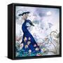 Floral Background with Peacock-Varvara Kurakina-Framed Stretched Canvas