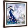 Floral Background with Peacock-Varvara Kurakina-Framed Art Print