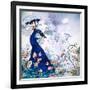 Floral Background with Peacock-Varvara Kurakina-Framed Art Print