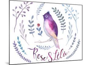 Floral Bohemian Design - Watercolor Flower and Bird-Kris_art-Mounted Art Print