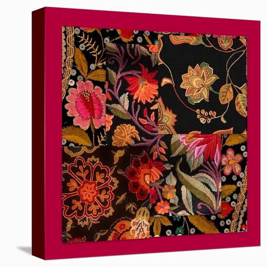 FLORAL COLLAGE-Linda Arthurs-Stretched Canvas