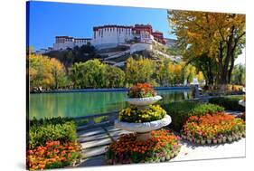 Floral Decorations at the Small Pond with Potala Palace seen from the North-null-Stretched Canvas