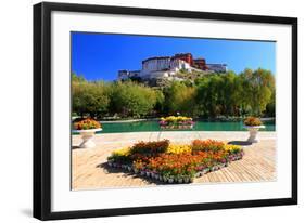 Floral Decorations at the Small Pond with Potala Palace seen from the North-null-Framed Art Print