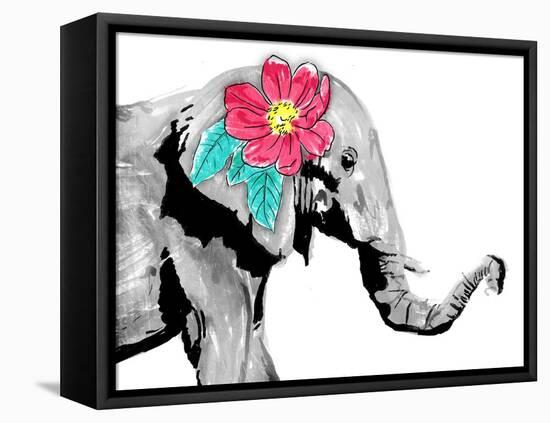 Floral Elephant-OnRei-Framed Stretched Canvas