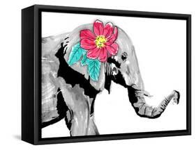 Floral Elephant-OnRei-Framed Stretched Canvas