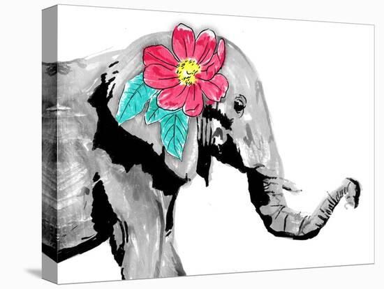 Floral Elephant-OnRei-Stretched Canvas