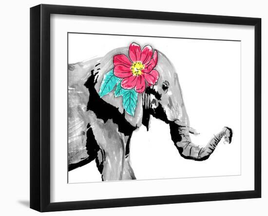 Floral Elephant-OnRei-Framed Art Print