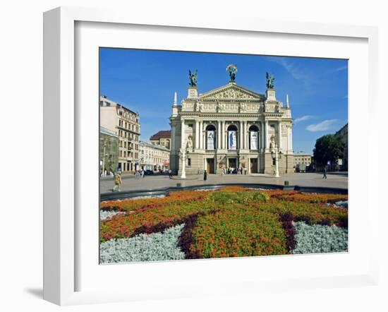 Floral Feature Outside the Lviv Theater of Opera and Ballet, Named after I,Franko-Christian Kober-Framed Photographic Print