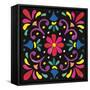 Floral Fiesta Tile III-Laura Marshall-Framed Stretched Canvas