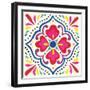 Floral Fiesta White Tile V-Laura Marshall-Framed Art Print