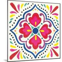 Floral Fiesta White Tile V-Laura Marshall-Mounted Art Print