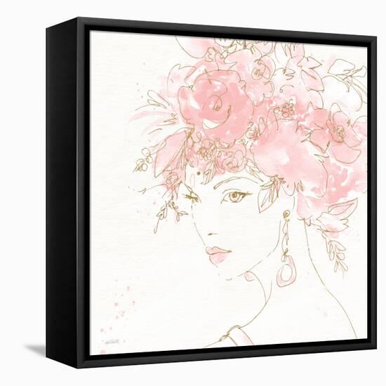 Floral Figures II Pink Gold Sq-Anne Tavoletti-Framed Stretched Canvas